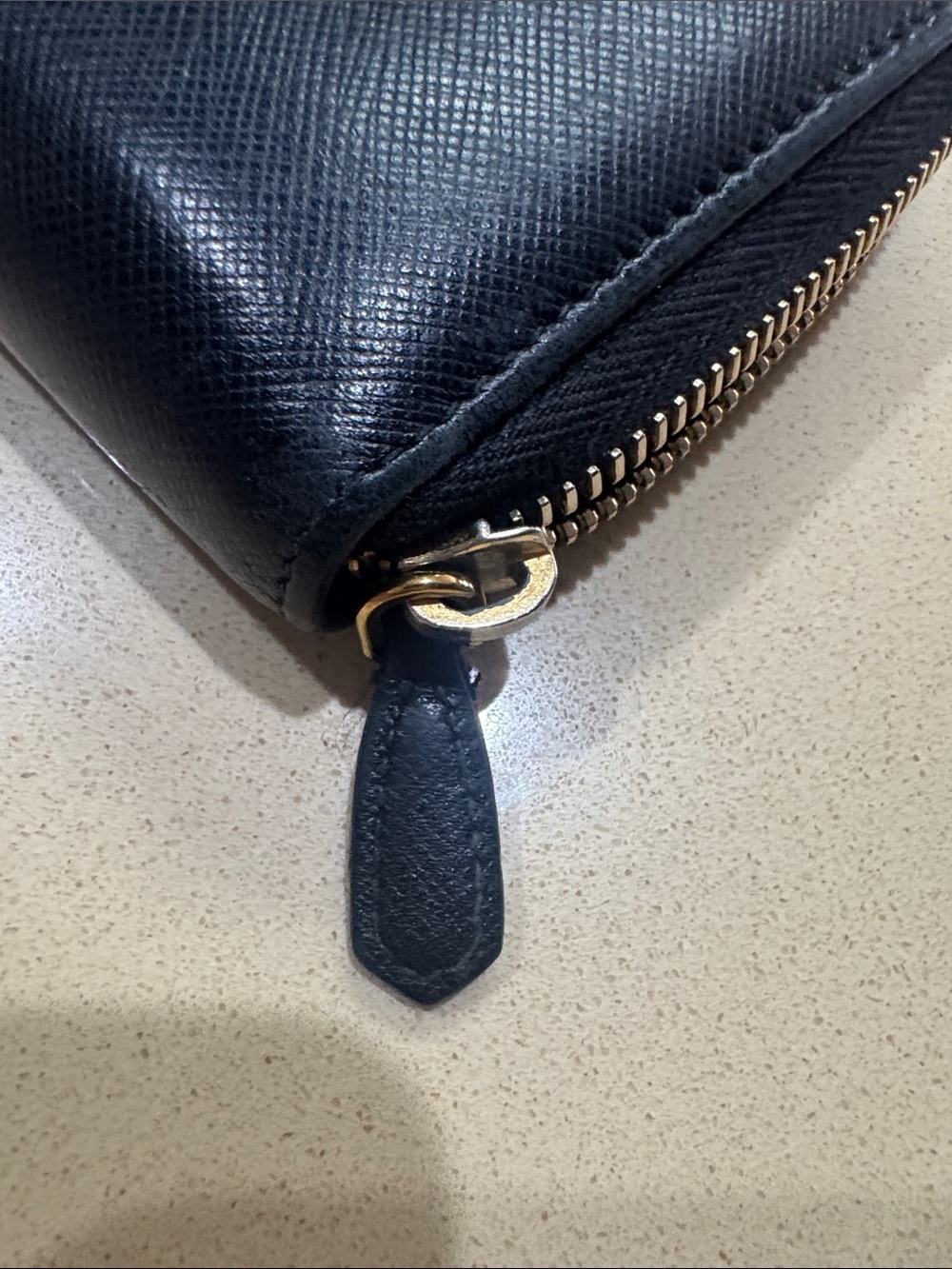 Prada Black Saffiano Zip-Around Wallet with Gold Logo. Authentic - Picture 4 of 5